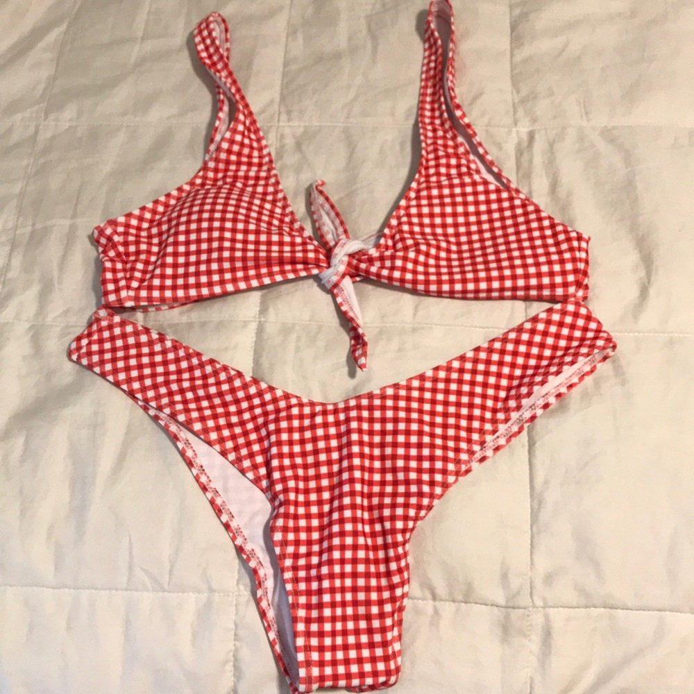 ASOS red gingham bikini. Size M.